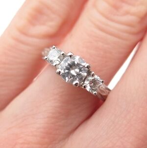 ROSS-SIMONS 925 Sterling Silver Designer Signed 3-Stone Engagement Ring NWOT 💍